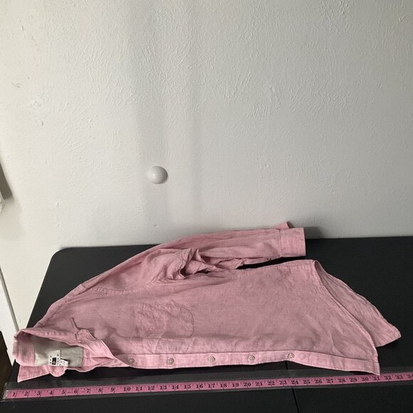 Joseph Abboud Shirt Men Sz 2XL Pink Button Down‎ 100% Linen Pockets Coastal - Picture 9 of 13